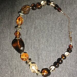 Park Lane Amber , Black & clear Beaded Necklace